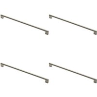 Loops 4x Round Bar Pull Handle 488 x 14mm 448mm Fixing Centres Satin Nickel & Steel in Metallics