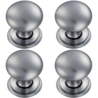 Loops 4x Round Victorian Cupboard Door Knob 38mm Dia Satin Chrome Cabinet Handle