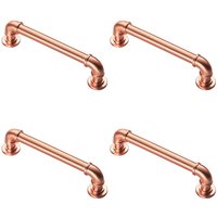 Loops 4x Pipe Design Cabinet Pull Handle 128mm Fixing Centres 12mm Dia Satin Copper