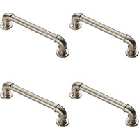 Loops 4x Pipe Design Cabinet Pull Handle 128mm Fixing Centres 12mm Dia Satin Nickel in Metallics