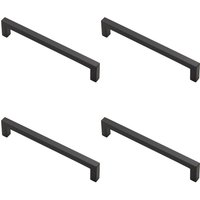 Loops 4x Square Block Pull Handle 170 x 10mm 160mm Fixing Centres Matt Black
