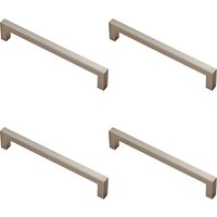 Loops 4x Square Block Pull Handle 170 x 10mm 160mm Fixing Centres Satin Nickel in Metallics
