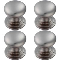 Loops 4x Victorian Round Cupboard Door Knob 32mm Dia Stainless Steel Cabinet Handle in Metallics