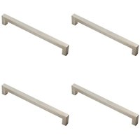 Loops 4x Square Linear Block Pull Handle 206 x 14mm 192mm Fixing Centres Satin Steel in Metallics