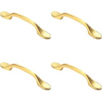 Loops 4x 128mm Shaker Style Cabinet Pull Handle 76mm Fixing Centres Satin Brass in Metallics