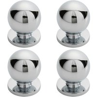 Loops 4x Solid Ball Cupboard Door Knob 25mm Diameter Polished Chrome Cabinet Handle