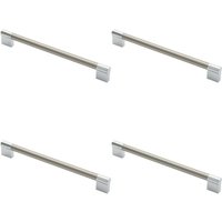 Loops 4x Keyhole Bar Pull Handle 236 x 14mm 224mm Fixing Centres Satin Nickel & Chrome in Metallics