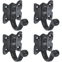 Loops 4x Single Ornate Wardrobe Hook on Butterfly Backplate 47mm Proj Black Antique