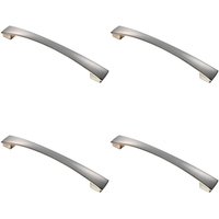 Loops 4x Curved Bow Pull Handle 218.5 x 26mm 192mm Fixing Centres Satin Nickel in Metallics