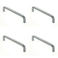Loops 4x Round D Bar Pull Handle 22mm Dia 150mm Fixing Centres Satin Stainless Steel in Metallics