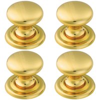 Loops 4x Tiered Mushroom Cupboard Door Knob 32mm Diameter Brass Cabinet Handle in Metallics