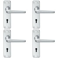 Loops 4x PAIR Straight Tapered Handle on Lock Backplate 152 x 41mm Satin Aluminium