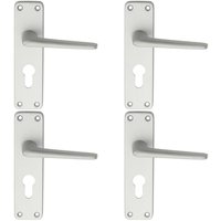 Loops 4x PAIR Straight Tapered Lever on Euro Lock Backplate 152 x 41mm Satin Aluminium
