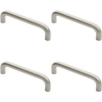 Loops 4x Round D Bar Pull Handle 22mm Dia 225mm Fixing Centres Satin Stainless Steel in Metallics