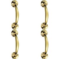 Loops 4x Victorian Bow Shaped Pull Handle 152mm Length 32mm Proj Polished Brass in Metallics