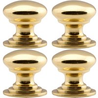 Loops 4x Victorian Round Cupboard Door Knob 38mm Dia Polished Brass Cabinet Handle in Metallics