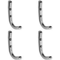 Loops 4x Slimline One Piece Coat Hook 55mm Projection Bright Stainless Steel in Metallics