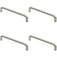 Loops 4x Round D Bar Pull Handle 22mm Dia 300mm Fixing Centres Satin Stainless Steel in Metallics