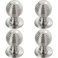 Loops 4x Textured Reeded Ball Cupboard Door Knob 23mm Dia Polished Chrome Handle