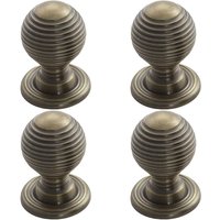 Loops 4x Textured Reeded Ball Cupboard Door Knob 23mm Dia Florentine Bronze Handle