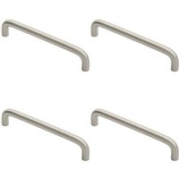 Loops 4x D Shape Cabinet Pull Handle 138 x 10mm 128mm Fixing Centres Satin Steel in Metallics