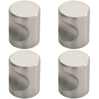 Loops 4x Cylindrical Cupboard Door Knob 25mm Diameter Stainless Steel Cabinet Handle in Metallics