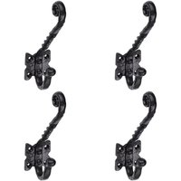 Loops 4x Ornate Twisted Hat & Coat Hook on Butterfly Backplate 82mm Proj Black Antique