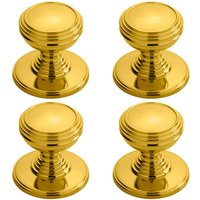 Loops 4x Ringed Tiered Cupboard Door Knob 30mm Diameter Polished Brass Cabinet Handle in Metallics