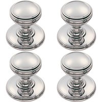 Loops 4x Ringed Tiered Cupboard Door Knob 30mm Diameter Polished Chrome Cabinet Handle