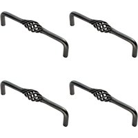 Loops 4x Steel Cage D Type Cabinet Pull Handle 128mm Fixing Centres Antique Steel in Metallics