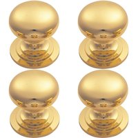 Loops 4x Victorian Round Cupboard Door Knob 42mm Dia Polished Brass Cabinet Handle in Metallics