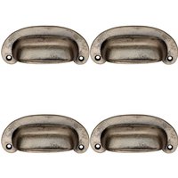 Loops 4x Oval Plate Cabinet Cup Handle 106 x 44.5mm 87mm Fixing Centres Pewter