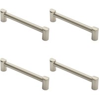 Loops 4x Round Tube Pull Handle 180 x 16mm 160mm Fixing Centres Satin Nickel in Metallics