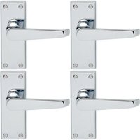 Loops 4x Straight Victorian Lever on Rectangular Latch Backplate Handle Chrome