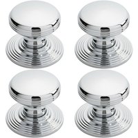 Loops 4x Smooth Ringed Cupboard Door Knob 35mm Dia Polished Chrome Cabinet Handle