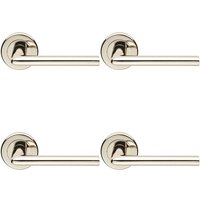 Loops 4x PAIR Slimline Straight Bar Lever on Round Rose Concealed Fix Polished Nickel in Metallics