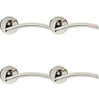 Loops 4x PAIR Flat Arched Style Handle on Round Rose Concealed Fix Polished Nickel in Metallics