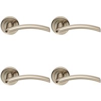 Loops 4x PAIR Flat Arched Style Handle on Round Rose Concealed Fix Satin Nickel in Metallics