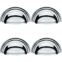 Loops 4x Victorian Cup Pull Handle Polished Chrome 92 x 46mm 76mm Fixing Centres