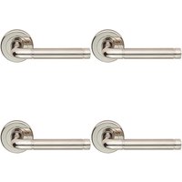 Loops 4x PAIR Straight Elliptical Lever on Round Rose Concealed Fix Dual Nickel in Metallics
