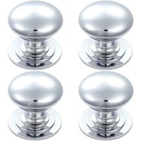 Loops 4x Victorian Round Cupboard Door Knob 50mm Dia Polished Chrome Cabinet Handle