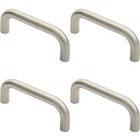 Loops 4x Round D Bar Pull Handle 169 x 19mm 150mm Fixing Centres Satin Stainless Steel in Metallics