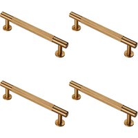 Loops 4x Knurled Bar Door Pull Handle 158 x 13mm 128mm Fixing Centres Satin Brass in Metallics