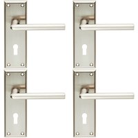 Loops 4x PAIR Rounded Lever on Lock Backplate Door Handle 150 x 50mm Satin Nickel in Metallics