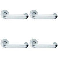 Loops 4x PAIR 22mm Round Bar Safety Lever on Round Rose DDA Compliant Satin Aluminium