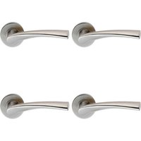 Loops 4x PAIR Twisted Angular Design Handle on Round Rose Concealed Fix Satin Steel in Metallics