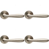Loops 4x PAIR Smooth Rounded Bar Handle on Slim Round Rose Concealed Fix Satin Steel in Metallics