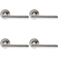 Loops 4x PAIR Straight Smooth Round Bar Handle on Round Rose Concealed Fix Satin Steel in Metallics