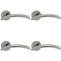 Loops 4x PAIR Oval Shaped Arched Bar Handle Concealed Fix Round Rose Polished Chrome