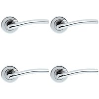 Loops 4x PAIR Raised Lever with Smooth Edges Concealed Fix Round Rose Polished Chrome